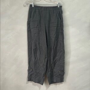 LUUKAA Grey Linen Cargo Pocket Pants 8 small